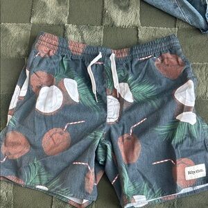 Rhythm Coconut Print Men's Athletic Shorts - Blue and Brown